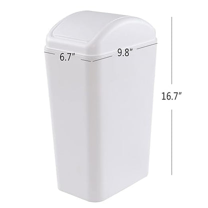 Plastic Waste Bin with Swing Lid, 14 Liter Garbage Can, 1 Pack (White) - Image 2