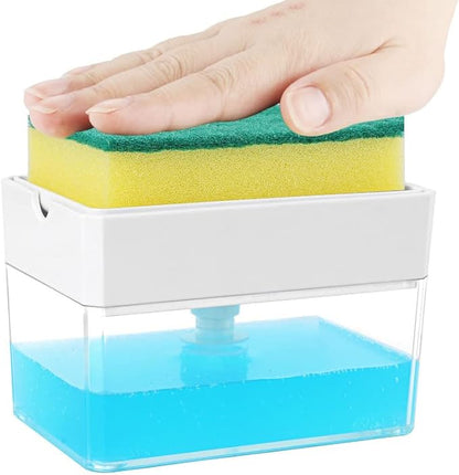 Premium Quality Soap Dispenser with Added Features for Kitchen - Sponge Holder Sink Dish Washing Soap Dispenser White