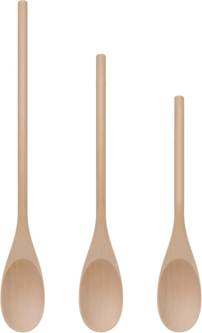 LorisArm 3PC Wooden Spoon for Cooking, Long handle 12" 10" 8" Wood Serving Spoons Set for Mixing Stirring Tasting, Maple Wood Nonstick Kitchen Utensils. by LorisArm