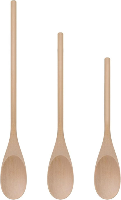 LorisArm 3PC Wooden Spoon for Cooking, Long handle 12" 10" 8" Wood Serving Spoons Set for Mixing Stirring Tasting, Maple Wood Nonstick Kitchen Utensils. by LorisArm