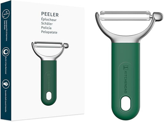 KITCHENDAO Swivel Vegetable Potato Peeler for Kitchen, Japanese Stainless Steel Sharp Blade, Heavy Duty Die-cast Construction Y Peeler, Built-in Eye Remover, Soft-touch Handle, Dishwasher Safe, Green by KITCHENDAO