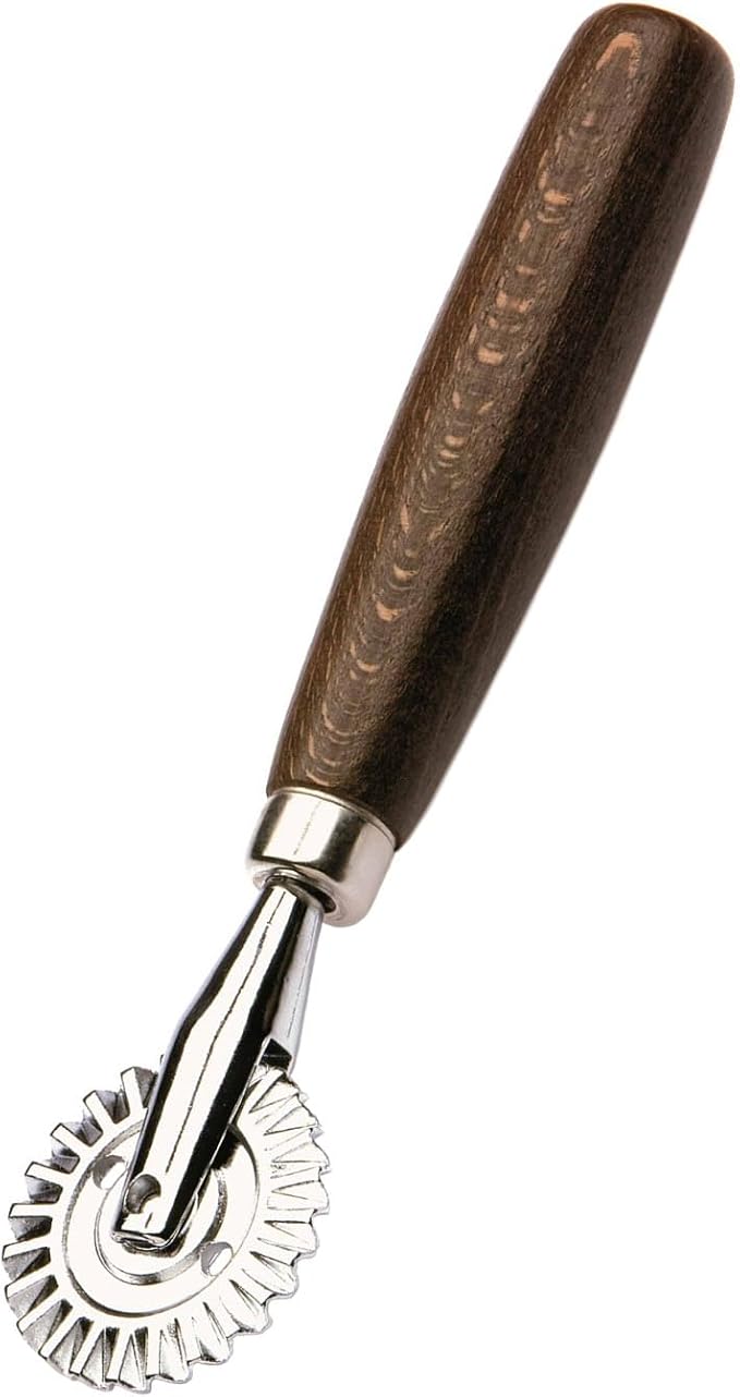 Tredoni 1.6" Pastry Wheel - Dough Stamp Cutter/Crimper, Pasta/Ravioli/Pie Maker, 4cm Stainless Steel Wheel Wooden Handle by Tredoni