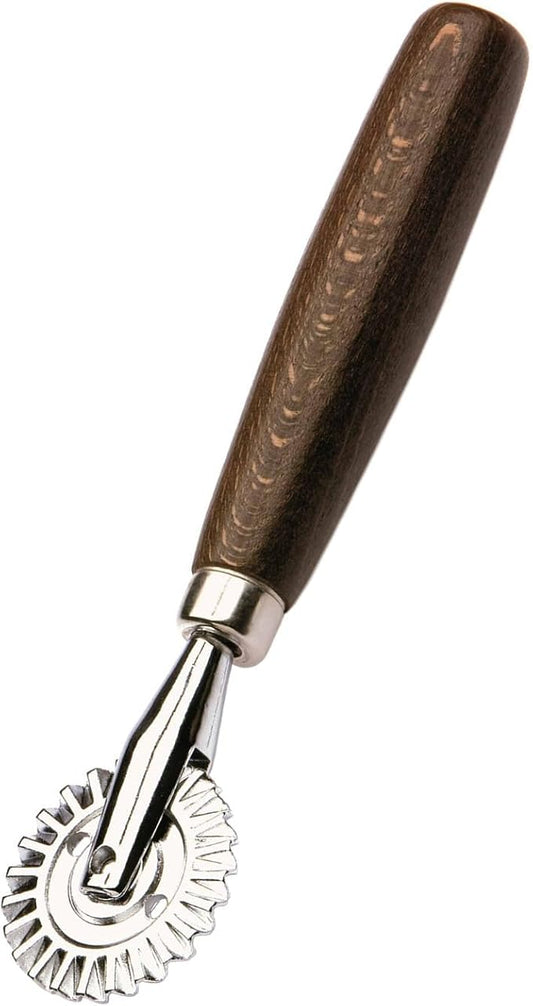 Tredoni 1.6" Pastry Wheel - Dough Stamp Cutter/Crimper, Pasta/Ravioli/Pie Maker, 4cm Stainless Steel Wheel Wooden Handle by Tredoni