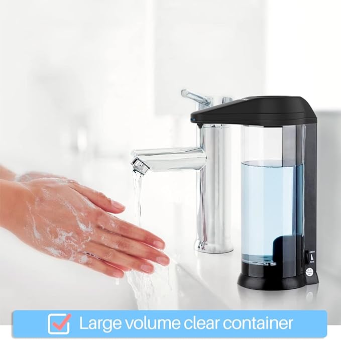 Secura 17oz Automatic Liquid Soap Dispenser, Touchless Battery Operated Hand Soap Dispenser with Adjustable Soap Dispensing Volume Control Dial, Personal Care Dispenser (Black) - Image 2