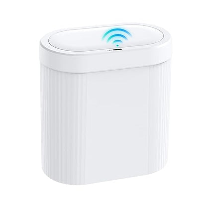 jinligogo 5 Gallon Bathroom Trash Can with Lid, Automatic Motion Sensor White Trash Can, Touchless Slim Waterproof Garbage Bin for Kitchen, Bedroom, Office, and Bathroom by SecureSpacesCleanerPlaces