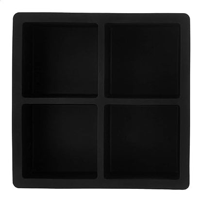 Amazon Basics Large Silicone Square Ice Cube Trays for Freezer, Dishwasher Safe, 4.25 x 4.25 x 1.77 in, Black, Set of 2 - Image 2