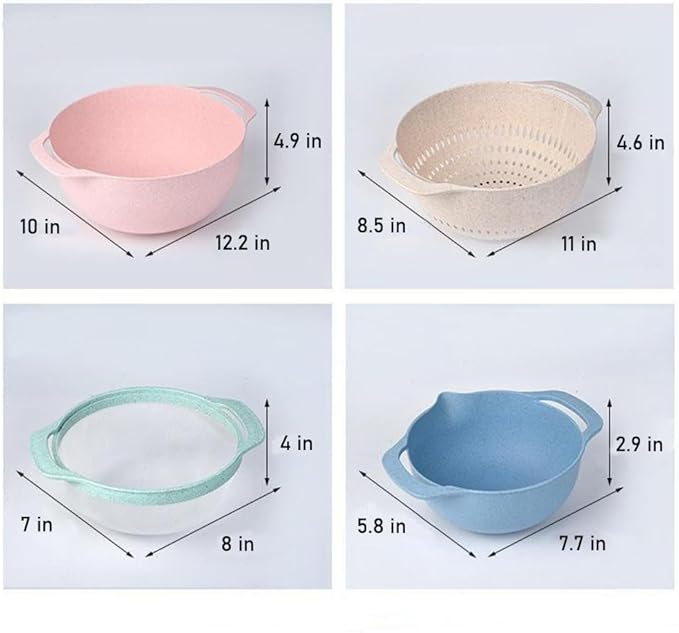 Plastic Mixing Bowls Set 8/10 PCS with Measuring Spoon, Colorful Serving Bowls for Kitchen, Ideal for Baking, Prepping, Nesting Bowls for Space Saving Storage (Wheat) - Image 6