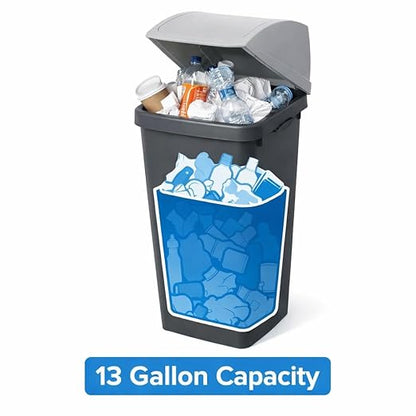SKYREN 13 Gallon Kitchen Trash Can with Swing Top Lid, Plastic Garbage Bin for Home, Office, and Kitchen Waste, Large Capacity Wastebasket, Light Gray (12 Gallon) - Image 6