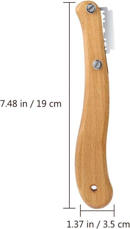 Healeved Bread Lame Dough Scoring Tool Van Wooden Handle 5 Blades, Creative Bread Scoring Tool Bread Slicer Cake Cutter, Acid Dough Bread Blades with Protector Cover