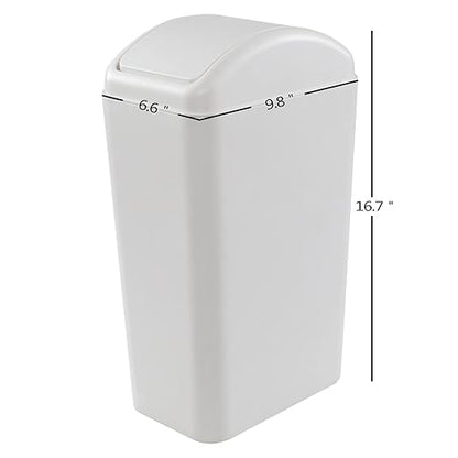 3.5 Gallons/14 Liter Small Trash Can, Plastic Swing Lid Garbage Bin，9.8" x 6.6" x 16.7" - Image 2
