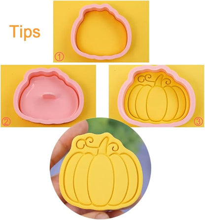 8-Pcs Thanksgiving Cookie Cutters Set 3D Pumpkin, Turkey, Corn, Maple leaf, Hazelnut, Squirrel Cookie Cutters for Party Baking Decoration