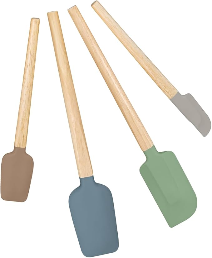 Silicone Spatula Set, Food Grade Rubber Spatula-4 Piece Nonstick Rubber Spatulas, Spoonula, Jar Scraper for Cooking, Baking, Mixing, Frosting - Heat Resistant Up to 600°F (4 Pcs Spatula Colorful) by HighQualityKitchenAccessory