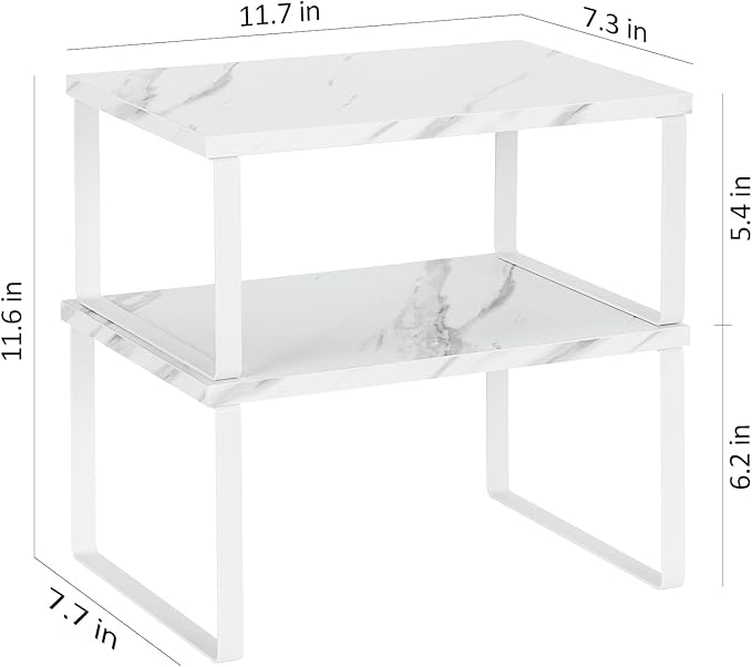NEX Kitchen Counter Shelf, Stackable Cabinet Shelf Organizers Expandable Countertop Shelf for Pantry, Set of 4, White - Image 3