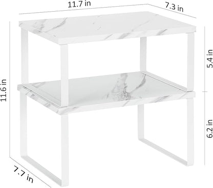 NEX Kitchen Counter Shelf, Stackable Cabinet Shelf Organizers Expandable Countertop Shelf for Pantry, Set of 4, White - Image 3