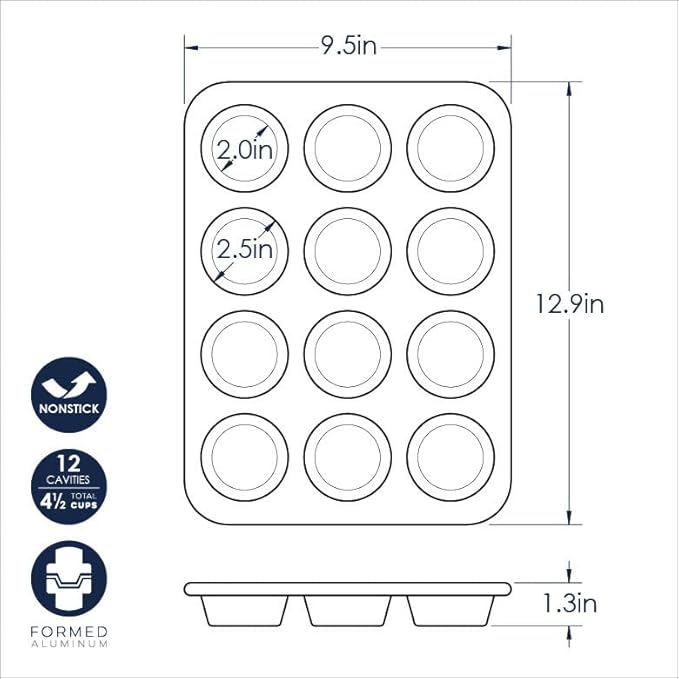 Nordic Ware Brilliant™ Colorful 4-Pc Baking Set, Nonstick made without PFAS or PTFE for safe cooking; Reinforced steel rim prevents warping; Half Sheet, 9x13 Inch Pan, 9-Inch Round Pan and Muffin Pan - Image 7