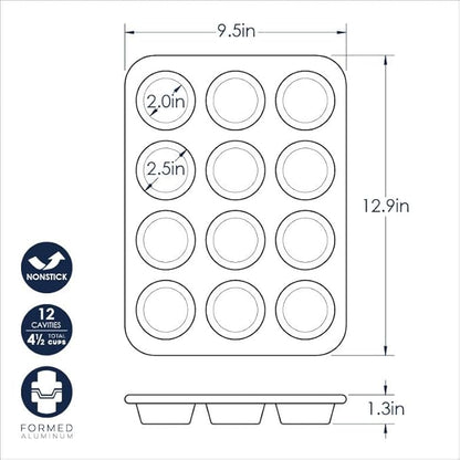 Nordic Ware Brilliant™ Colorful 4-Pc Baking Set, Nonstick made without PFAS or PTFE for safe cooking; Reinforced steel rim prevents warping; Half Sheet, 9x13 Inch Pan, 9-Inch Round Pan and Muffin Pan - Image 7