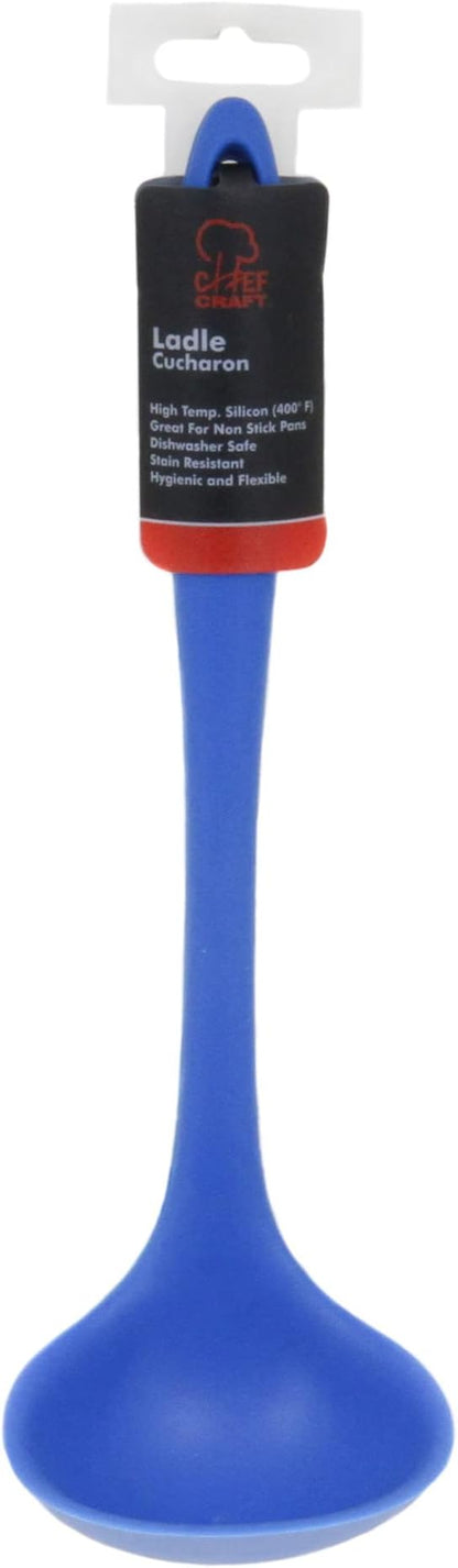 Chef Craft Premium Silicone Cooking Ladle, 11.25 inch, Blue - Image 2