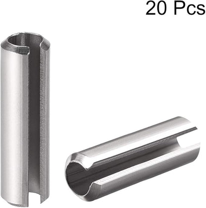 uxcell Slotted Spring Pin - M6 x 40mm 304 Stainless Steel Split Spring Roll Dowel Pins Plain Finish 20Pcs