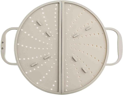 TableCraft 12780 Foldable Silicone Splatter Screen, Gray, Heat-Resistant Cover for Frying and Sautéing, Fits Pans up to 12.5”, Integrated Handles, Dishwasher Safe, Compact Foldable Design,Easy Storage by TableCraft