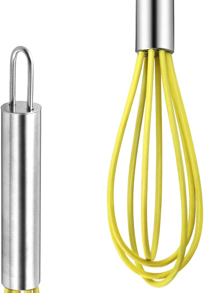 4 Pack Colorful Mini Silicone Kitchen Whisks with Stainless Steel Handles for Milk Egg Blending Stirring Whisking and Beating(4 Colors,6 Inches) - Image 4