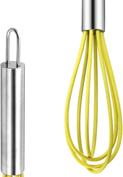4 Pack Colorful Mini Silicone Kitchen Whisks with Stainless Steel Handles for Milk Egg Blending Stirring Whisking and Beating(4 Colors,6 Inches) - Image 4