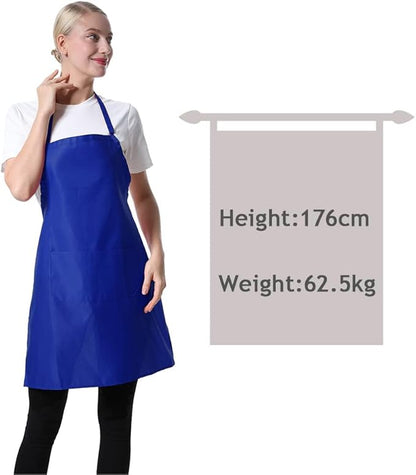 12 Pcs Bib Blue Aprons for Women Men Unisex Adult with 2 Front Pockets, Chef Kitchen Server Grill Restaurant Cooking Baking Painting Waterproof Aprons Bulk (Blue, 12)… - Image 5