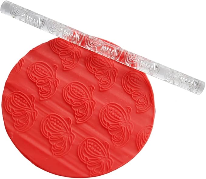 Rengue Acrylic Rolling Pin with 28 Patterns, Compliant Material, Comfortable Grip, 16 X 1 Cm, Lightweight for Dough and Pastry Acrylic Rolling Pin with 28 Patterns, Nan Kitchen (#20)