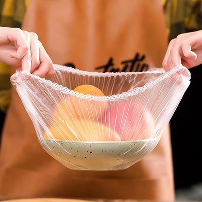 160 pcs Disposable Bowl Covers - Food Cover Stretch Edging, Stretchable Plastic Wrap, Elastic Storage Wraps for Storage Containers, Disposable Fresh Keeping Bag Plastic Cover for Bowl for Family - Image 2