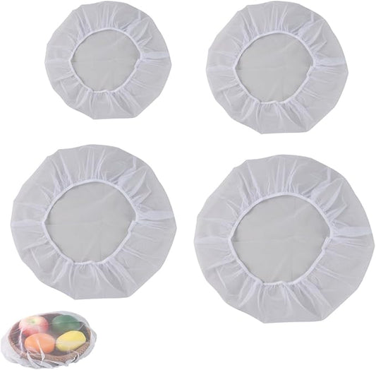 4 Pack Mesh Food Covers Portable Small Food Tents Top Screen Food Cover for Outdoors Camping Glass Food Storage Containers Meal Prep Container Food Storage Bins Countertop Fruit Bowl Plates