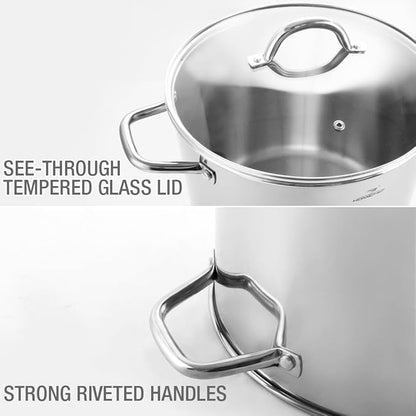 HOMICHEF LARGE STOCK POT 24 Quart With Lid - Nickel Free Stainless Steel Cookware Stockpot 24 Quart - Healthy Cookware Polished Stockpots - Heavy Duty Induction Pot Soup Pot With Lid - Image 6