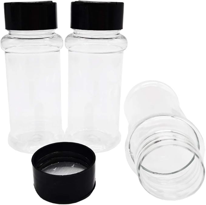 OJYUDD 16 Pack 3.4oz/100ml Plastic Spice Bottles Set,Empty Seasoning Containers with Black Cap,Clear Reusable Containers Jars for Spice,Herbs,Powders,Glitters - Image 6