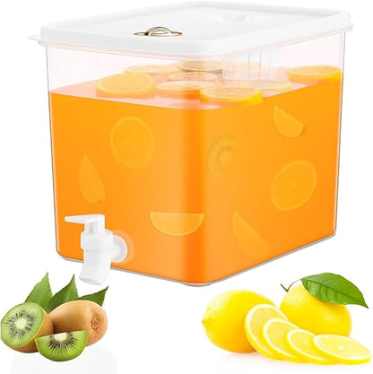 Beverage Drink Dispenser for Fridge, Plastic Beverage Dispenser with Spigot，Juice Container Sealed with Filter Screen，Cold Hot Drink Jug for Christmas Party Supplies (1PCS 2 Gallon)