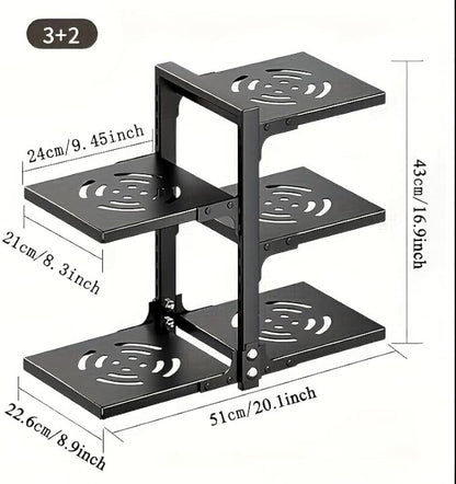 adjustable Pot and Pan Organizer for Cabinets - Heavy Duty No Drill Storage Rack, Fits 20 Inch Deep Shelves, Space Saving Under Shelf Design (each layer Max Load 15lbs)