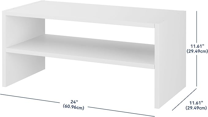 Whitmor Wood Stackable 2-Shelf Shoe Rack, White, 24 inches - Image 3