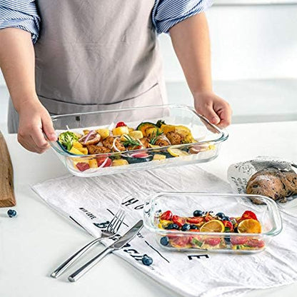 8-Piece Deep Glass Baking Dish Set with Plastic lids,Rectangular Glass Bakeware Set with Lids, Baking Pans for Lasagna, Leftovers, Cooking, Kitchen, Freezer-to-Oven and Dishwasher, Red - Image 6