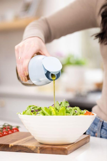 Zuutii Olive Oil Dispenser Bottle - Drip Free Spout Glass Container for Kitchen, Cooking, Vinegar, Soy Sauce - Light Blue