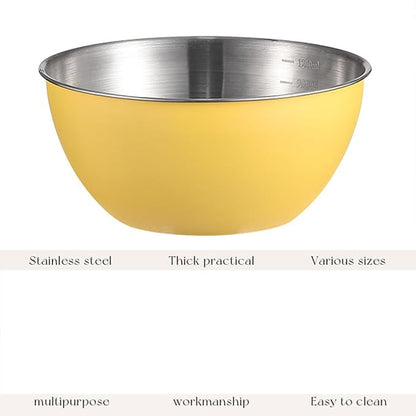 Stainless Steel Salad Bowls Set of 2 Mixing Bowl with Measurement Markings Snacks Bowls, 3.17 Quart Serving Bowls for Mixing, Cooking, Baking, Prepping and Home Kitchen Food Storage Bowls