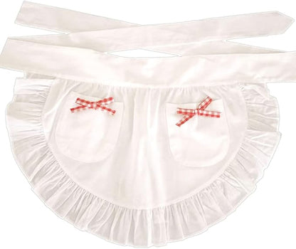 CRB Fashion Waist Apron Kitchen Cooking Restaurant Cotton Bistro Half Aprons with Pockets For Woman