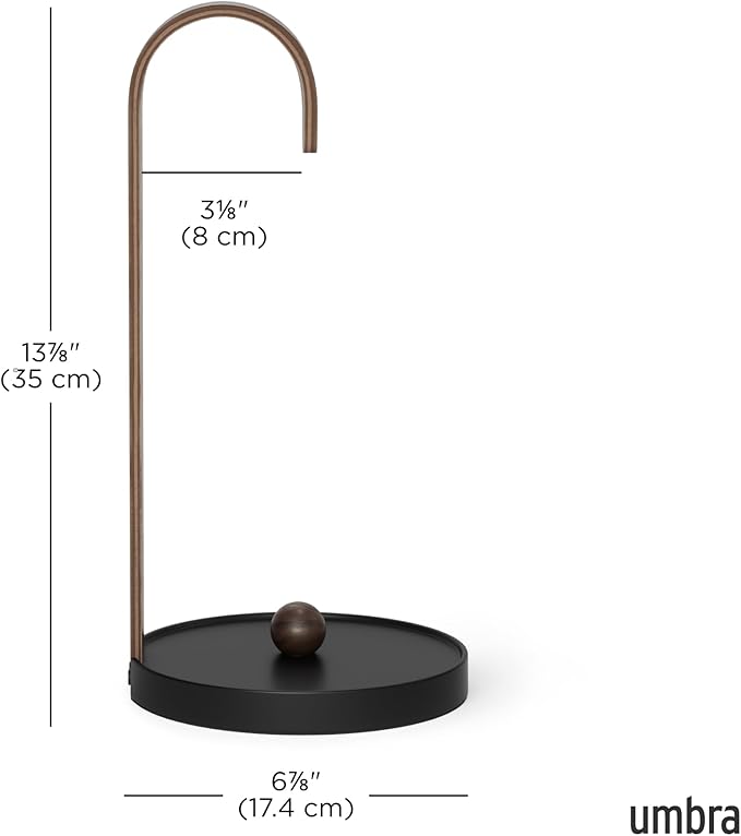 Umbra Bellwood Paper Towel Holder for Kitchen Countertop, with Real Wood Stand and Weighted Metal Base, Black/Walnut - Image 3