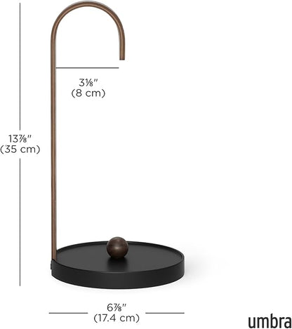 Umbra Bellwood Paper Towel Holder for Kitchen Countertop, with Real Wood Stand and Weighted Metal Base, Black/Walnut - Image 3