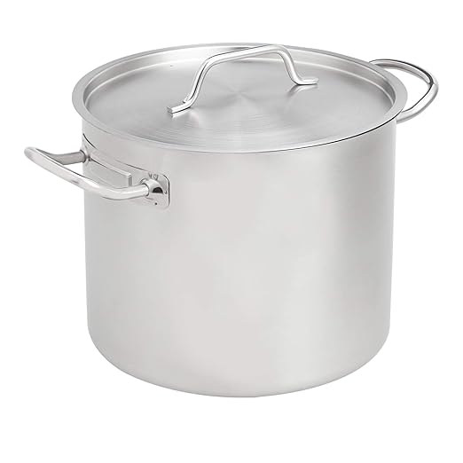 Amazon Basics 12 Quarts Stainless Steel Aluminum-Clad Stock Pot with Cover, Induction Compatible, Dishwasher Safe, Oven Safe, Even Heating, Soup and Pasta Pot by AmazonBasics