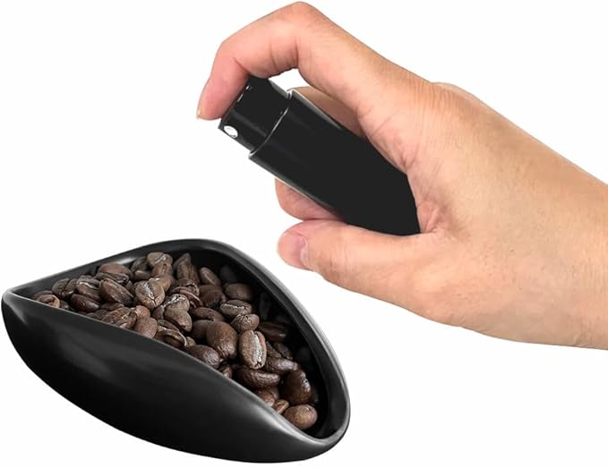 Coffee Bean Dosing Cup and Spray Bottle Kit For Espresso,Coffee Bar Accessories,Ceramic Single Dosing Tray For Coffee or Tea.Spray For Reducing Coffee Power Static (B-Bright Black) by Ulirds