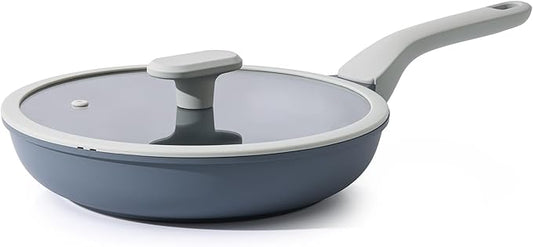 PRICUSIS Nonstick Ceramic Frying Pan with Lid, Non Toxic Skillet, Healthy Egg & Omelet & Chef's Skillet, PTFE PFOA & PFAS Free, Induction Compatible. (10Inch W/L) by PRICUSIS