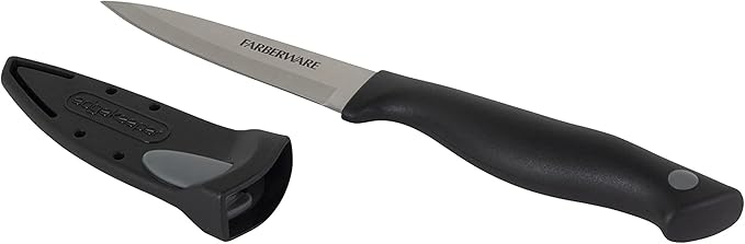 Farberware Edgekeeper 3.5-Inch Paring Knife with Self-Sharpening Blade Cover, High Carbon-Stainless Steel Kitchen Knife with Ergonomic Handle, Razor-Sharp Knife, Black - Image 2