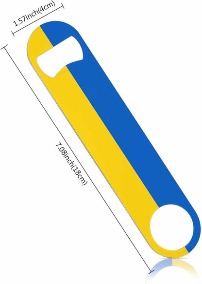 Ukraine Flag Stainless Steel Bottle Opener Yellow Blue Ukrainian Symbol Emblem Flat Beer Bottle Opener Keychain for Home Kitchen Bar Restaurant Party Birthday Gift