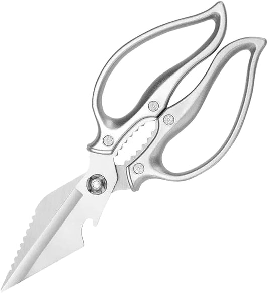 Kitchen Shears Heavy Duty Kitchen Scissors Stainless Steel Sharp Cooking Shears for Chicken Meat Poultry Fish Vegetables Multipurpose Utility Food Kitchen Scissors, Gifts for Women（Sliver）