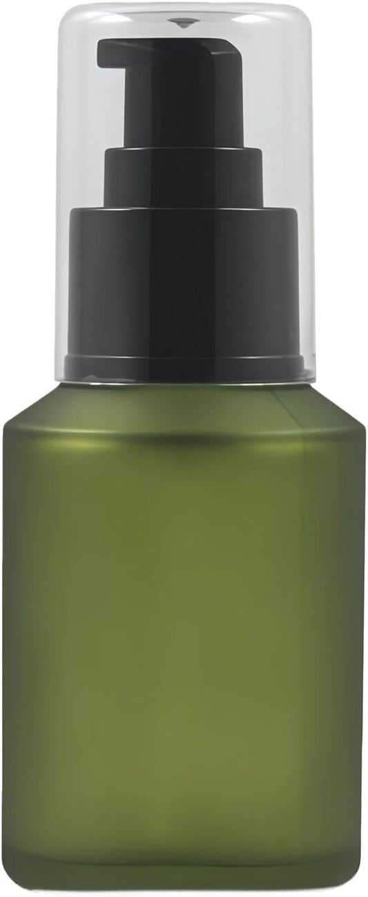 1PCS 60ML/2OZ Empty Refillable Green Frosted Glass Bottles with Pump Vial Cosmetic Dispenser Jars Storage Container Portable Travel Bottle Sample Trial Packing