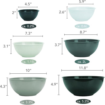 BoxedHome BPA Free Plastic Round Mixing Bowl with Lids, 12 Pack Nesting Bowls with Lids Set, Microwave and Dishwasher Safe Prep & Serving Bowls Great for Mixing, Baking, Serving (Green, 12pcs) - Image 5