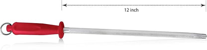 Knives Sharpener Knives Sharpening Honing Rod ALLWIN HOUSEWARE Knives Carbon Honing Steel for Chef Knives Daily Edge Maintenance Non‑Slip Handle with Anti‑Slip Metal Tip for Kitchen Cooking Gift, Red - Image 2