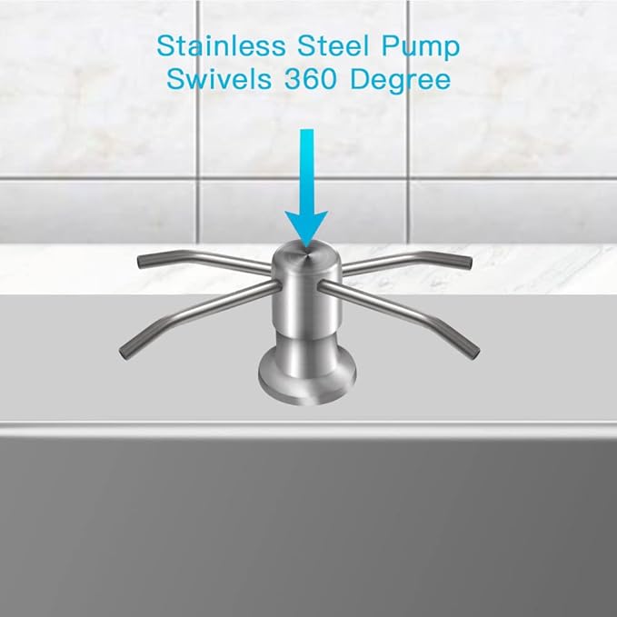 OHiHi Dish Soap Dispenser for Kitchen Sink (Brushed Nickel), Countertop Sink Soap Dispenser Water Pump with 47” No-Spill Extension Tube Kit Design for Kitchen Bathroom, No More Refills （Sliver） - Image 2